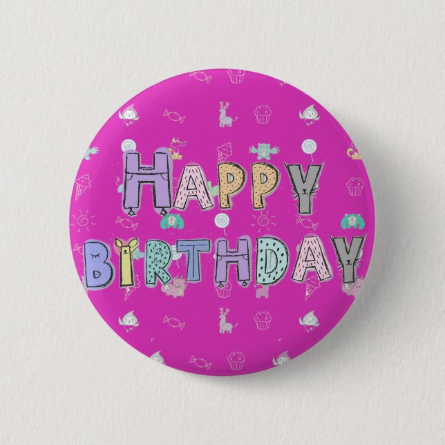 Kids Happy Birthday Badge Button (Front)