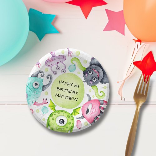 Kids Happy Birthday Cute Monsters Party Paper Bowls