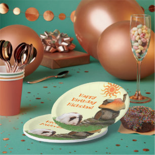 Kid's Happy Birthday Guinea Pig Mushroom House Paper Plates