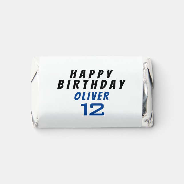 Kids Happy Birthday Name Age Blue Hershey's Miniatures (Front)