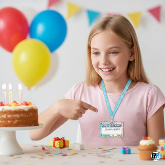 Kids Happy Birthday Party-Customizable Name & Age Badge