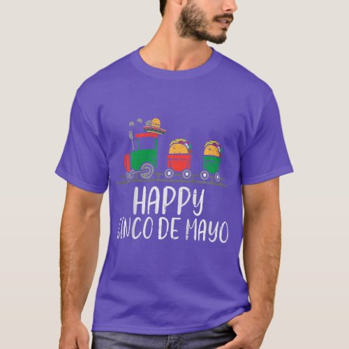 Kids Happy Cinco De Mayo Mexican Tacos Train Toddl T_Shirt
