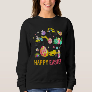 Kids Happy Easter Construction Crane Truck Boys To Sweatshirt