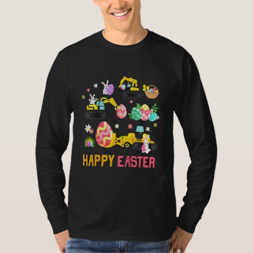 Kids Happy Easter Construction Crane Truck Boys To T_Shirt