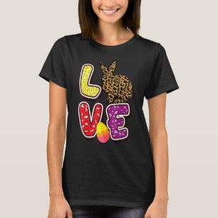 Kids Happy Easter Love Leopard Bunny Ears Funny Eg T-Shirt