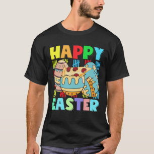 Kids Happy Easter Pizza With Bunny Ears Funny Egg T-Shirt