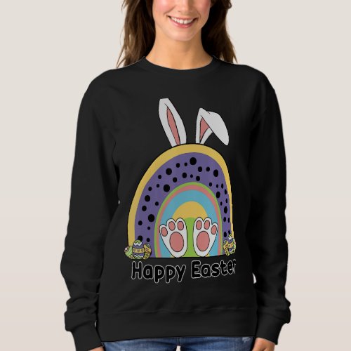 Kids Happy Easter Rainbow Bunny Ears Funny Egg Boy Sweatshirt