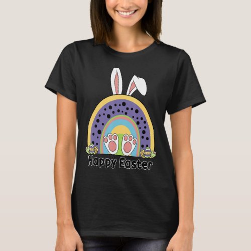 Kids Happy Easter Rainbow Bunny Ears Funny Egg Boy T_Shirt