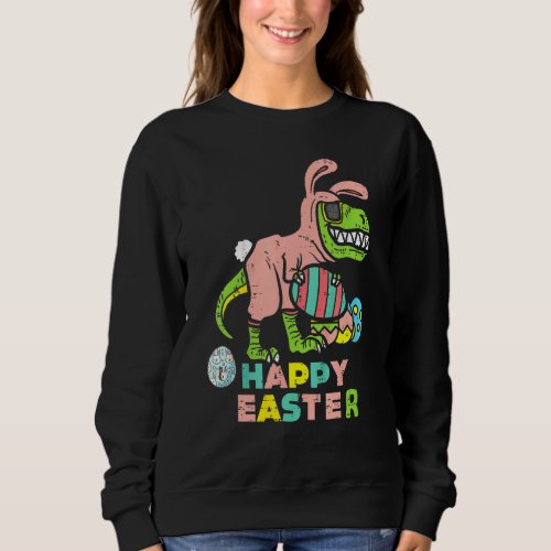 Kids Happy Easter Rex Easter Bunny Egg Funny Dinos Sweatshirt