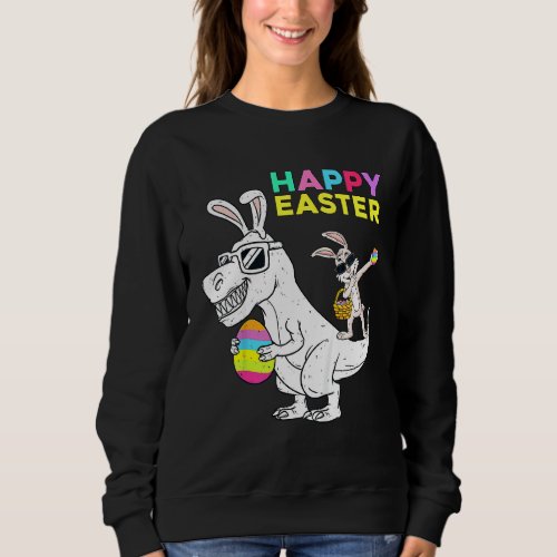 Kids Happy Easter T Rex Dino Dabbing Rabbit Dab Bo Sweatshirt