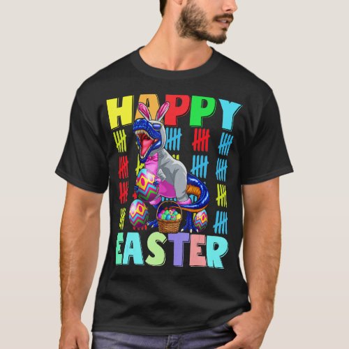 Kids Happy Easter T Rex Dino With Bunny Ears Funny T_Shirt