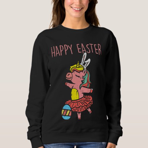 Kids Happy Easter Unicorn Bunny Ballet Dance Balle Sweatshirt
