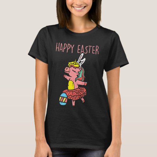 Kids Happy Easter Unicorn Bunny Ballet Dance Balle T_Shirt
