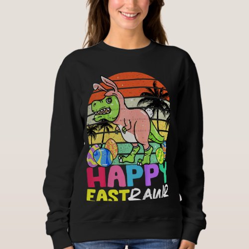 Kids Happy Eastrawr T Rex Easter Bunny Dinosaur Eg Sweatshirt
