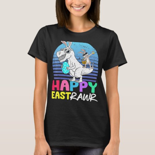 Kids Happy Eastrawr T Rex Easter Bunny Dinosaur Eg T_Shirt