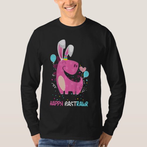 Kids Happy Eastrawr Trex Easter Bunny Egg  Dinosau T_Shirt