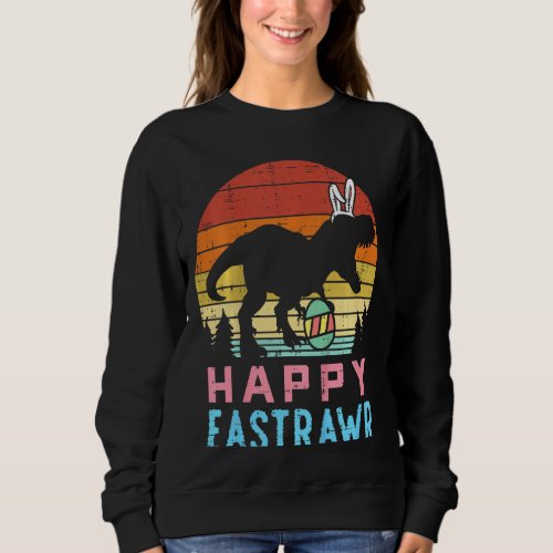 Kids Happy Eastrawr Trex Retro Easter Dinosaur Boy Sweatshirt