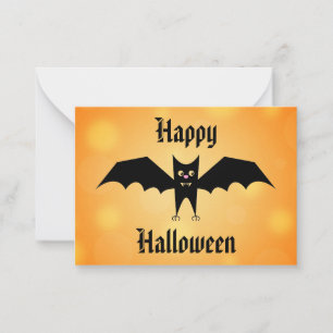 Kids Happy Halloween Cute Black Bat Note Card