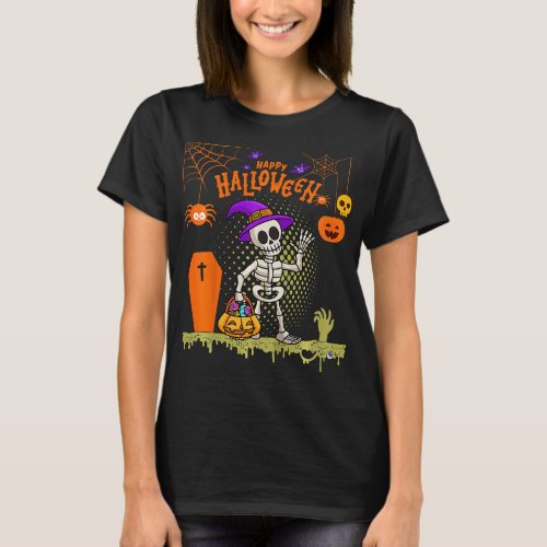 Kids Happy Halloween shirt boy skeleton Halloween 