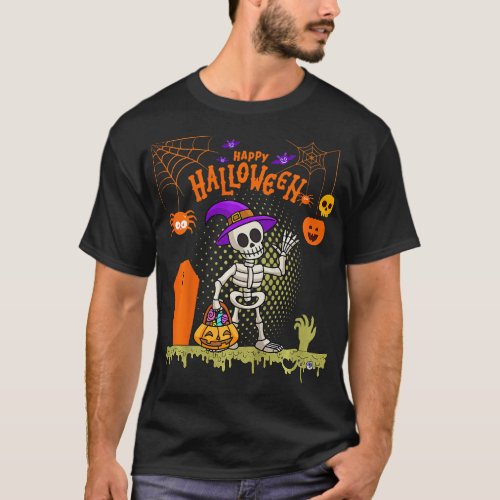 Kids Happy Halloween shirt boy skeleton Halloween 