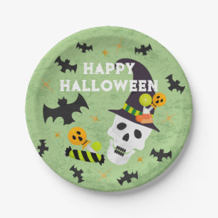 Kids Happy Halloween Skull Party Plates