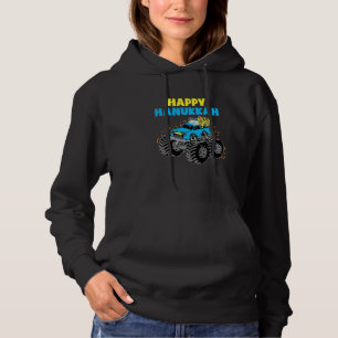Kids Happy Hanukkah Monster Truck Jew Kids Toddler Hoodie