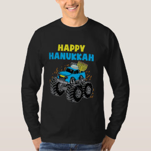 Kids Happy Hanukkah Monster Truck Jew Kids Toddler T-Shirt