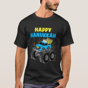 Kids Happy Hanukkah Monster Truck Jew Kids Toddler T-Shirt