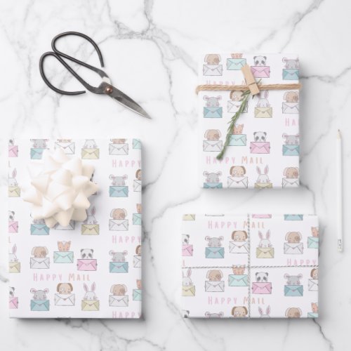 Kids Happy Mail Wrapping Paper Sheets