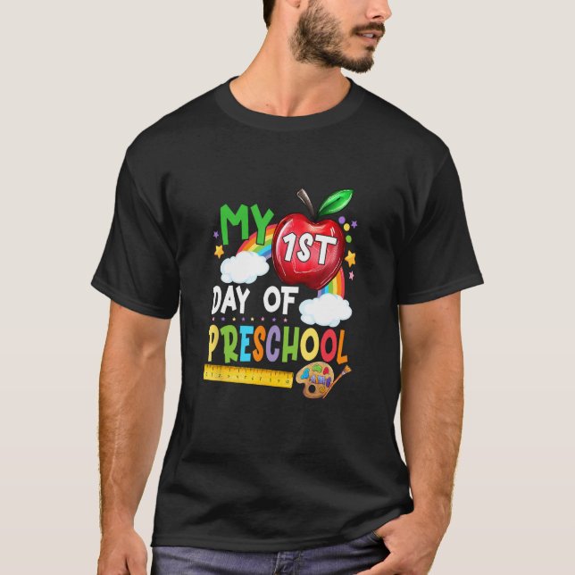 Kids Happy My First Day Of Preschool Back To Schoo T-Shirt (Front)