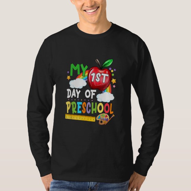 Kids Happy My First Day Of Preschool Back To Schoo T-Shirt (Front)