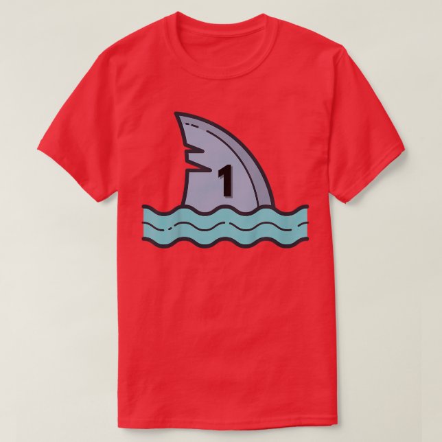 Kids Happy Shark Birthday 1 Year Old Kids  T-Shirt (Design Front)