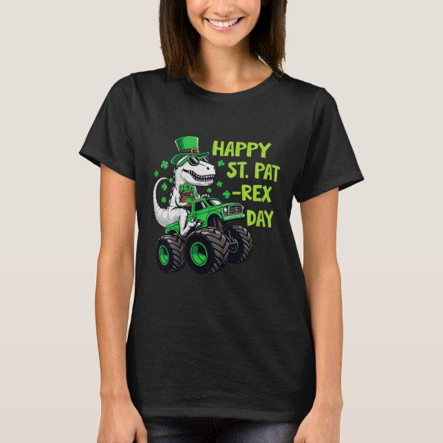 Kids Happy St Pat-rex Day St Patricks Day Dinosaur T-Shirt (Front)