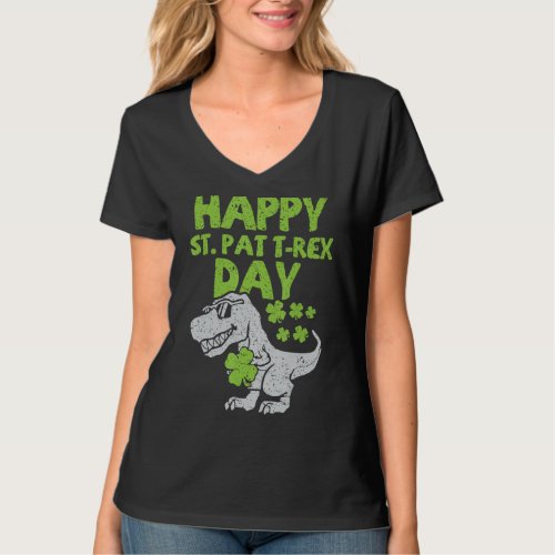 Kids Happy St Pat T Rex Day Dino Saurus St Patrick T_Shirt