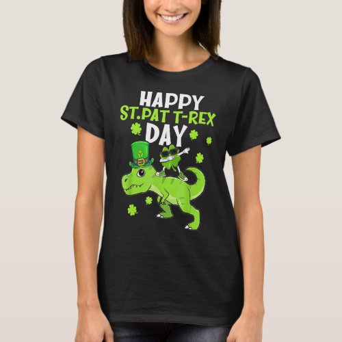 Kids Happy St Pat T Rex Day Dinosaur St Patricks D T_Shirt