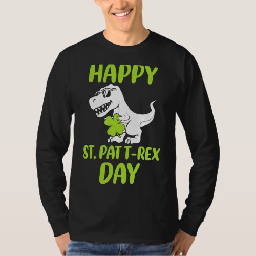 Kids Happy St Pat Trex Day Dino St Patricks Day Fu T_Shirt