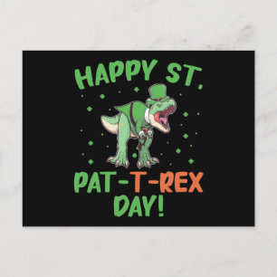 Kids Happy St Pat Trex Day Dino St Patricks Day  Postcard