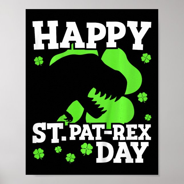 Kids Happy St Patricks Day Dinosaur T-rex Boys Tod Poster (Front)