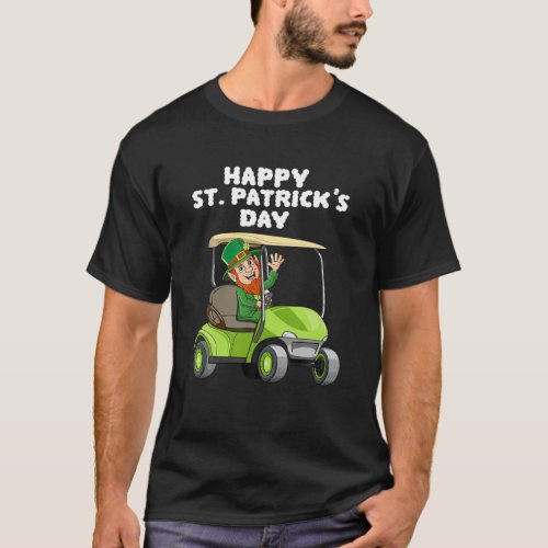 Kids Happy St Patricks Day Leprechaun Golf Cart Lu T_Shirt
