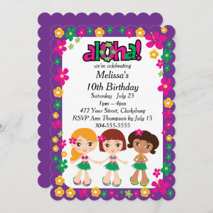 Kids Hawaiian Luau Invitation