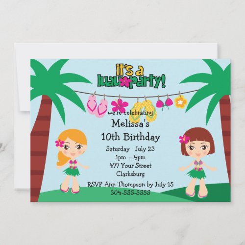 Kids Hawaiian Luau Invitation