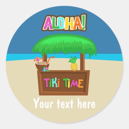 Kids Hawaiian Luau Party Classic Round Sticker