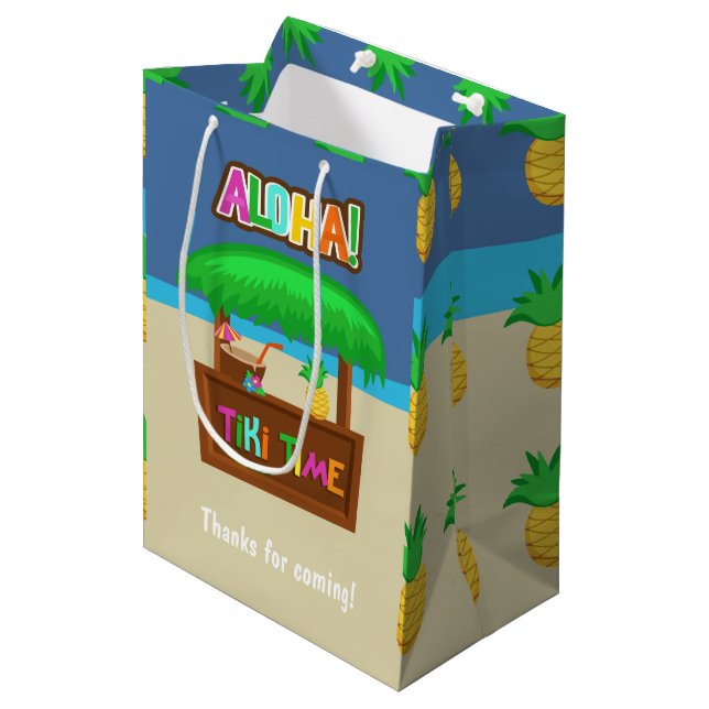 Kids Hawaiian Luau Party Guest Favor Medium Gift Bag (Front Angled)