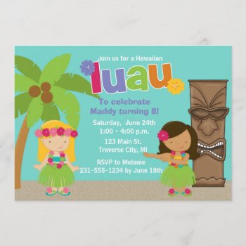 Kids Hawaiian Luau Party Invitation by AnnounceIt at Zazzle