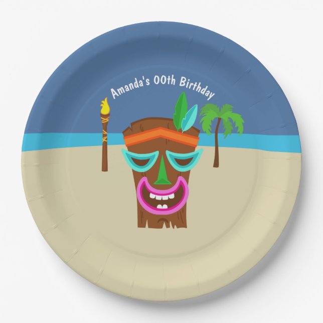 Kids Hawaiian Luau Party Paper Plates (Front)