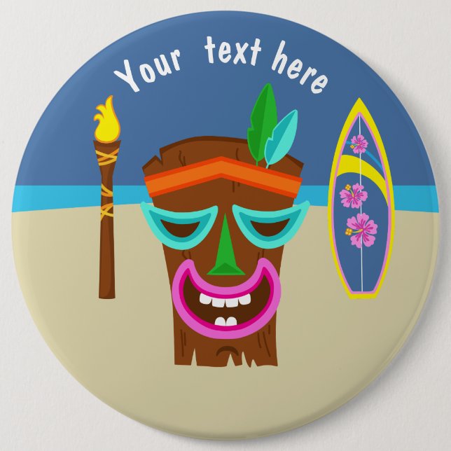 Kids Hawaiian Luau Party Personalized Button (Front)