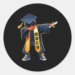 Kids Hbcu Funny Boys Grad Dabbing Graduation Classic Round Sticker