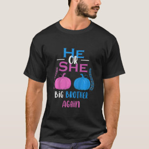 Kids He Or She Big Brother Again Gender Reveal Par T-Shirt