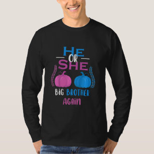 Kids He Or She Big Brother Again Gender Reveal Par T-Shirt