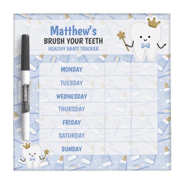 Kids Healthy Habit Toothbrushing Tracker Dry Erase Board (Front)